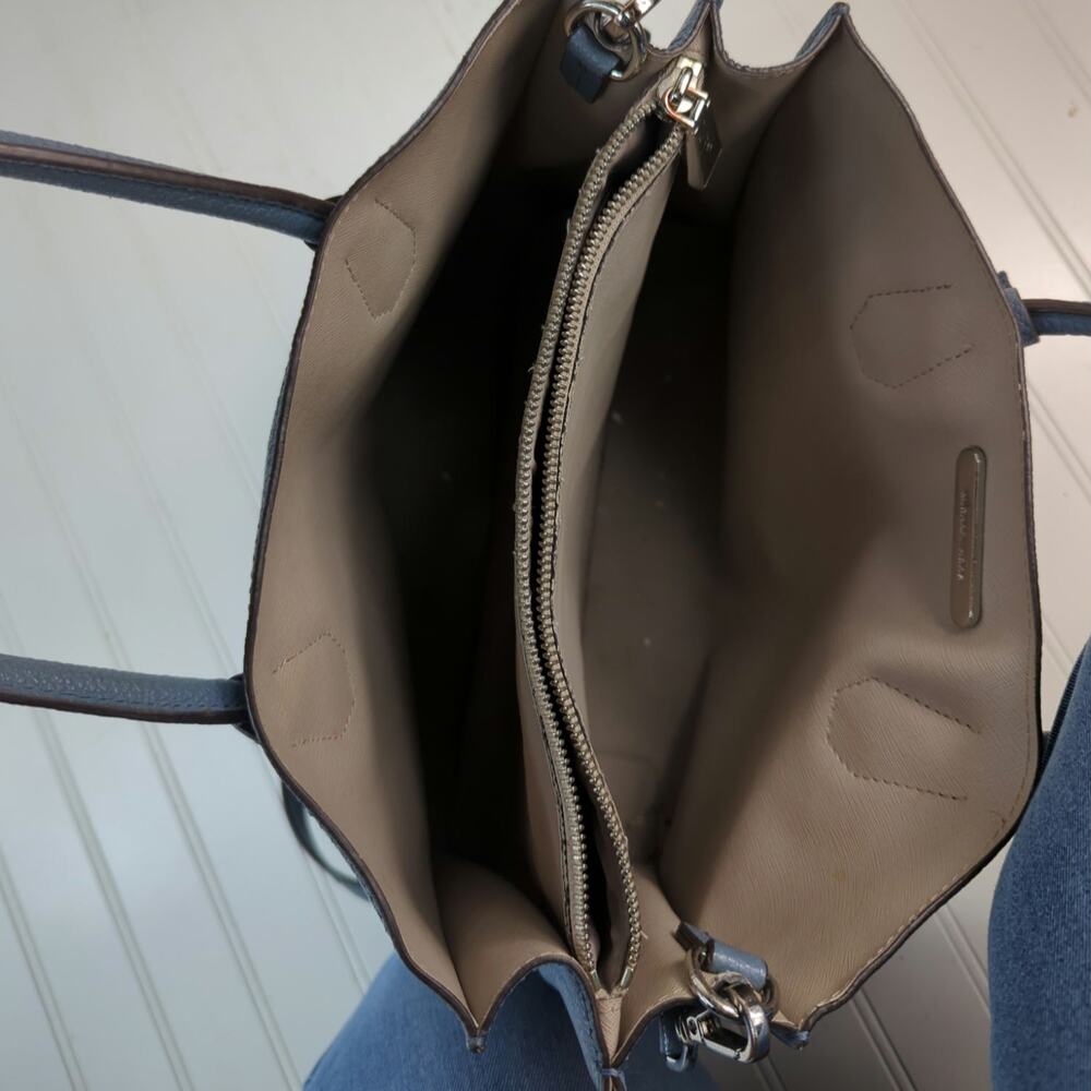 Michael Kors Mercer Leather Satchel Handle Removable Strap Light Blue - Picture 12 of 14